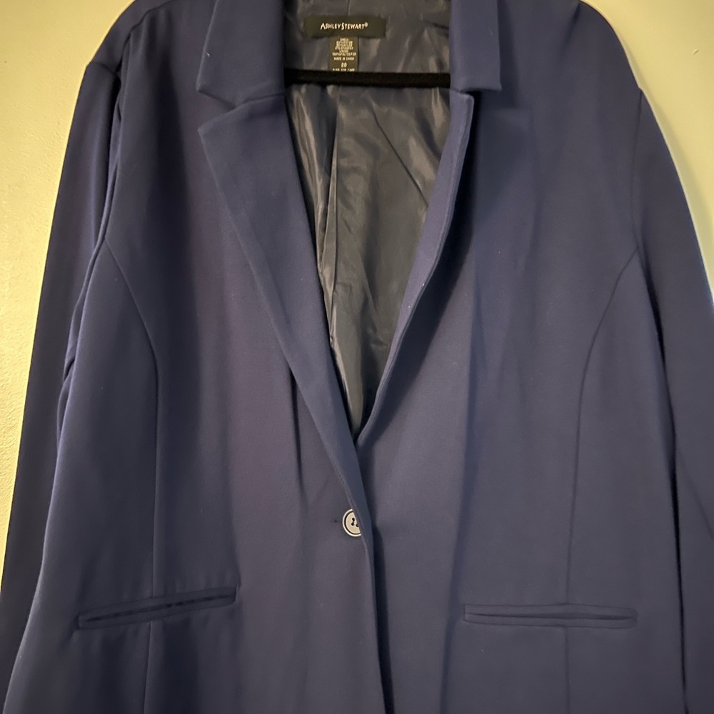 Ashley Stewart Blue Blazer Structured Suit Jacket